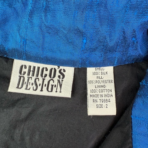 Chico's Design Silk Royal Blue Quilted Vest Zipper Front Size Large - Picture 3 of 5